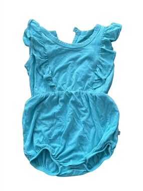 Kyte Baby Girl Romper Blue Teal Ruffled Size 6-12 Months